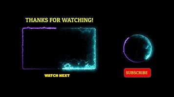 Neon frame effect end screen glowing looping black background video