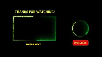 Neon frame effect end screen glowing looping black background video