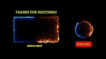 Neon frame effect end screen glowing looping black background video