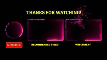 Neon frame effect end screen glowing looping on black background video