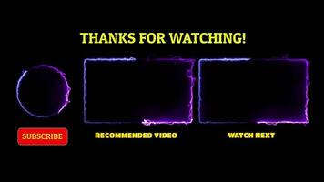 Neon frame effect end screen glowing looping on black background video