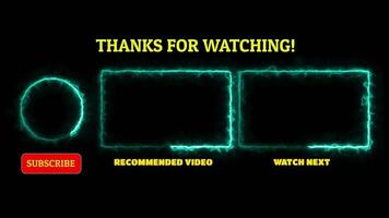 Neon frame effect end screen glowing looping on black background video