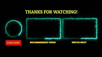 Neon frame effect end screen glowing looping on black background video