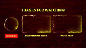 Neon frame effect end screen glowing looping on red background video