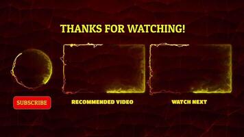 Neon frame effect end screen glowing looping on red background video