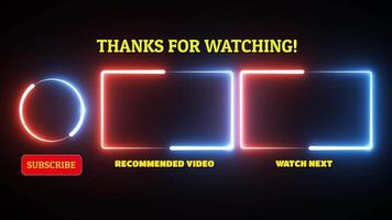 Neon frame effect end screen glowing looping on black background video