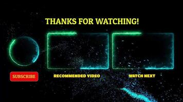 Neon frame effect end screen glowing looping on black background video