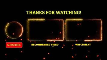 Neon frame effect end screen glowing looping on black background video