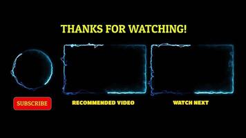 Neon frame effect end screen glowing looping on black background video