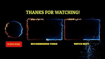 Neon frame effect end screen glowing looping on black background video