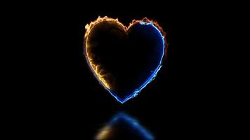 lysande looping hjärta form neon ram effekt, svart bakgrund. video