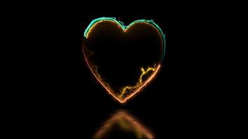 Glowing looping heart shape neon frame effect, black background. video