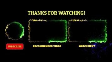 Neon frame effect end screen glowing looping on black background video