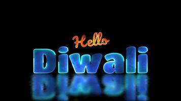 Glowing looping Diwali word neon frame effect, black background. video