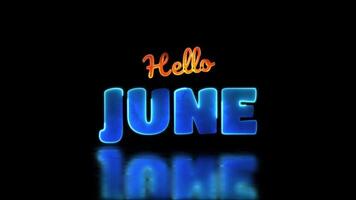 Glowing looping June month neon frame effect, black background. video