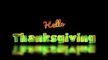 Glowing looping Thanksgiving word neon frame effect, black background. video