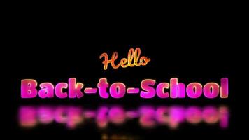 Glowing looping back to school word neon frame effect, black background. video