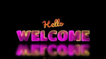 Glowing looping Welcome word neon frame effect, black background. video