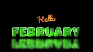 Glowing looping February word neon frame effect, black background. video