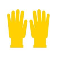 Vector illustration of yellow construction gloves. Protective gloves while working isolated on white background.