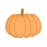 Vector illustration of orange pumpkin fruit on a white background. Pumpkin with harvested stem.