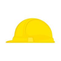 Construction helmet vector illustration isolated on white background. Yellow safety hat. Plastic headgear for worker safety.