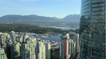 Aerial view of the skyscrapers in Downtown of Vancouver, Canada video