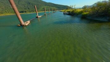 Aerial view of Fraser river valley and mountain landscape in British Columbia video