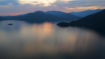 Aerial view of sea landscape north of Vancouver in the evening. video
