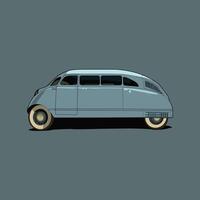 Illustration vector graphic of vintage blue car with side view