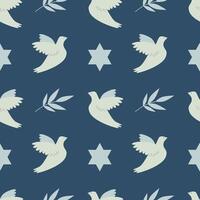 Seamless israel pattern. Star of David, dove and branch. For packaging, wrapping paper, background vector