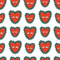 Seamless valentine's day pattern. Red heart with eye and lace. For holiday packaging, greeting card, cover, case vector