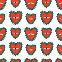 Seamless valentine's day pattern. Red heart with eye and lace. For holiday packaging, greeting card, cover, case vector