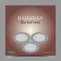 social medios de comunicación enviar modelo temática iftar comida menú vector