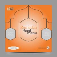 social medios de comunicación enviar modelo temática iftar comida menú vector