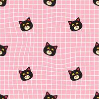 cute black cat seamless pattern on abstract background vector