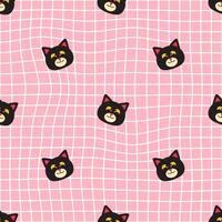 cute black cat seamless pattern on abstract background vector