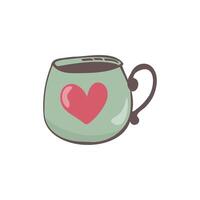 Vector single clipart of a green mug with a heart pattern.