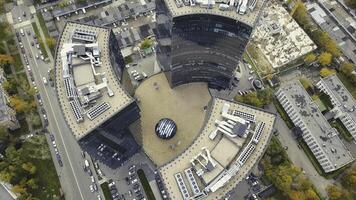 New office building in business center. Clip. Top view of the luxery business center photo