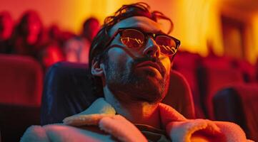 AI generated a man wearing sunglasses is watching a movie photo