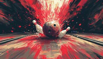 AI generated a bowling ball crashing into the pins photo