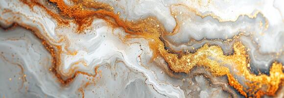 AI generated a beautiful marble background in gold and white colors photo