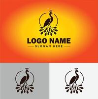 Peacock logo luxury style icon company brand business peacock logo template editable vector