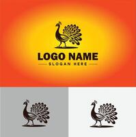 Peacock logo luxury style icon company brand business peacock logo template editable vector