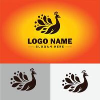 Peacock logo luxury style icon company brand business peacock logo template editable vector