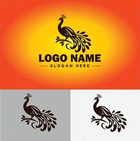 Peacock logo luxury style icon company brand business peacock logo template editable vector