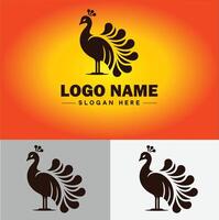 Peacock logo luxury style icon company brand business peacock logo template editable vector