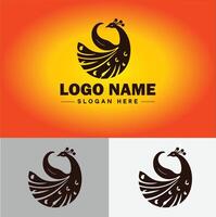 Peacock logo luxury style icon company brand business peacock logo template editable vector