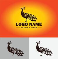 Peacock logo luxury style icon company brand business peacock logo template editable vector