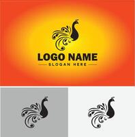 Peacock logo luxury style icon company brand business peacock logo template editable vector